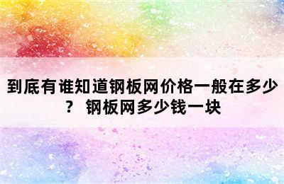 到底有谁知道钢板网价格一般在多少？ 钢板网多少钱一块